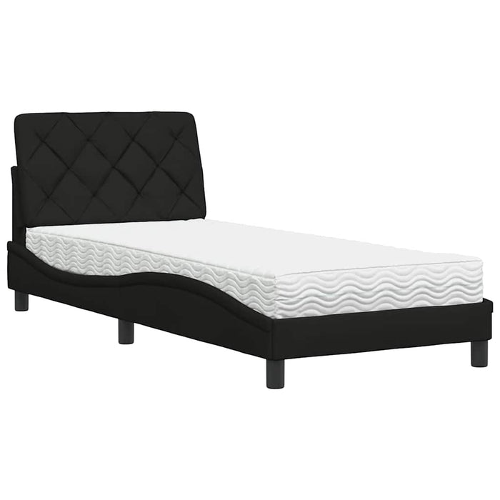 Pat cu saltea, negru, 90x200 cm, textil - WALTI WALTI