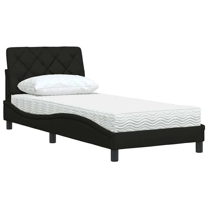 Pat cu saltea, negru, 90x200 cm, textil - WALTI WALTI