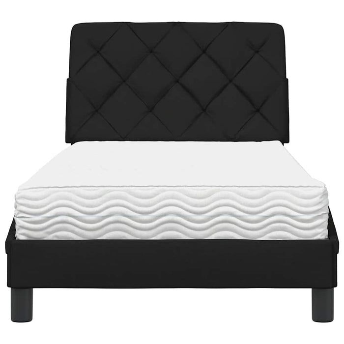 Pat cu saltea, negru, 90x200 cm, textil - WALTI WALTI