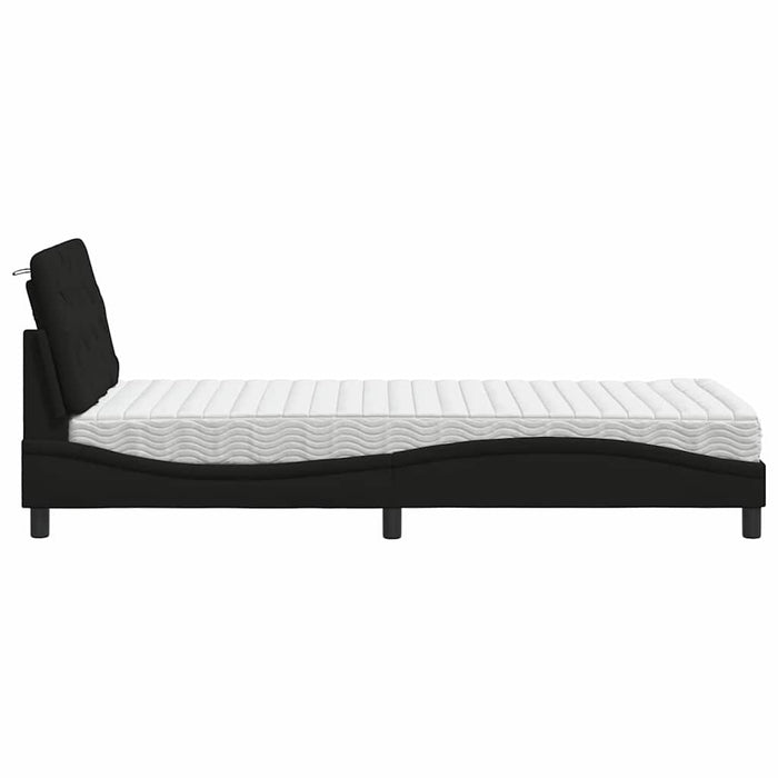 Pat cu saltea, negru, 90x200 cm, textil - WALTI WALTI