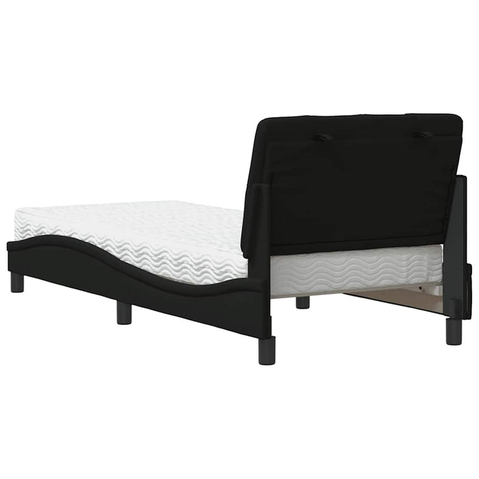 Pat cu saltea, negru, 90x200 cm, textil - WALTI WALTI