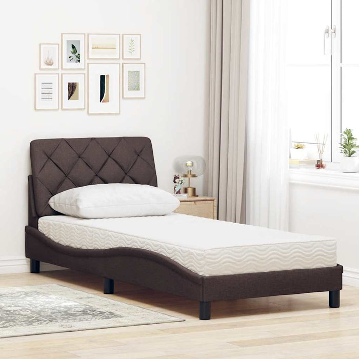 Pat cu saltea, maro închis, 90x200 cm, textil - WALTI WALTI