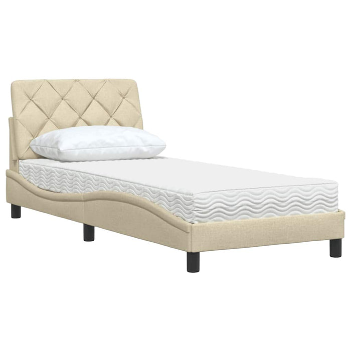 Pat cu saltea, crem, 90x200 cm, textil WALTI