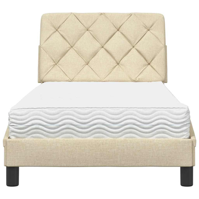 Pat cu saltea, crem, 90x200 cm, textil WALTI