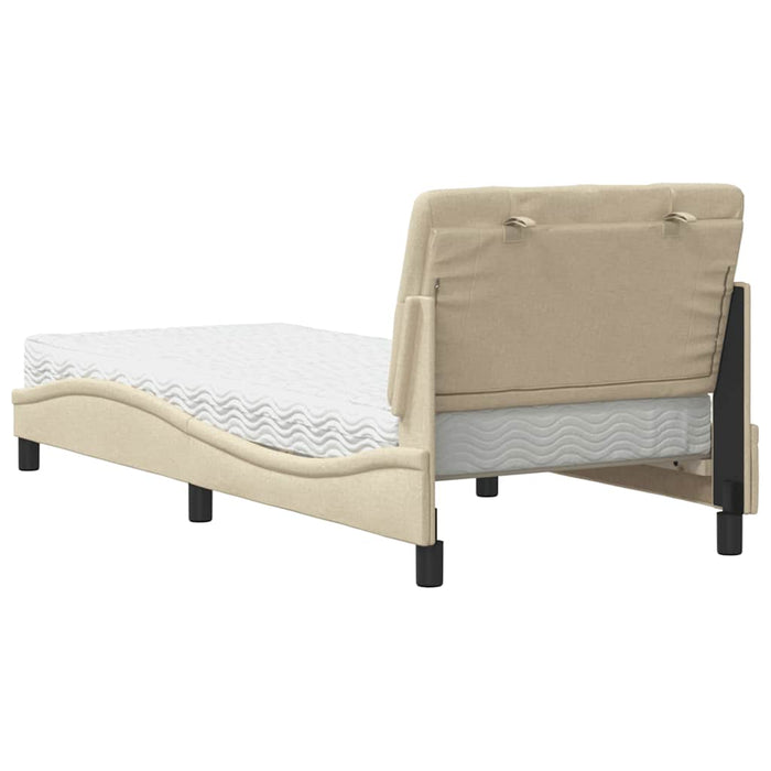 Pat cu saltea, crem, 90x200 cm, textil WALTI