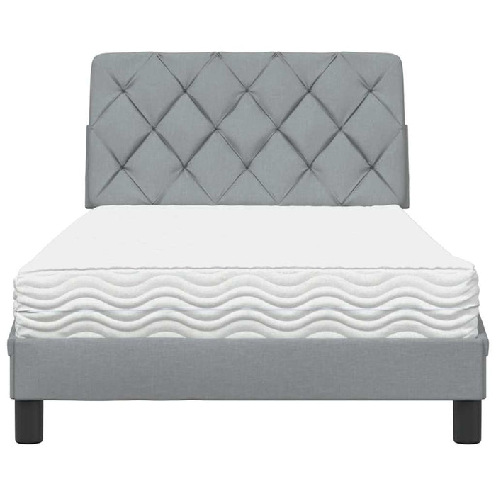 Pat cu saltea, gri deschis, 100x200 cm, textil - WALTI WALTI