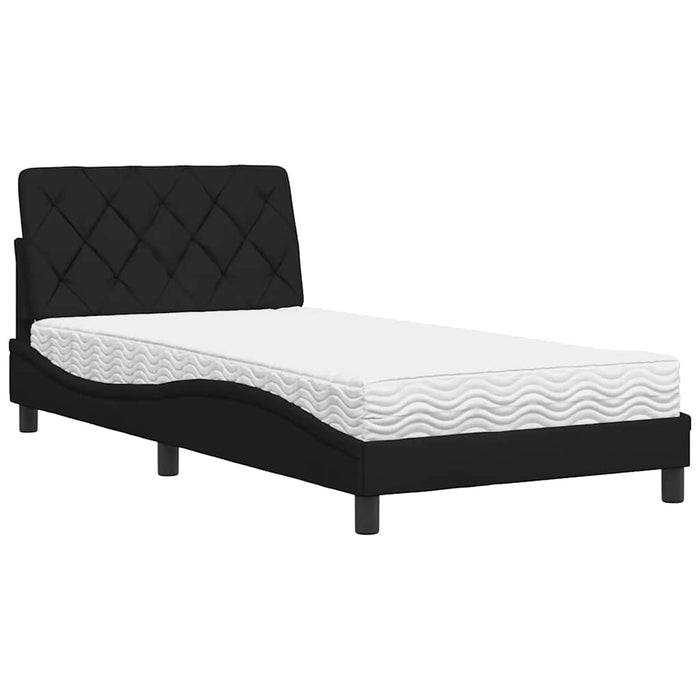 Pat cu saltea, negru, 100x200 cm, textil - WALTI WALTI