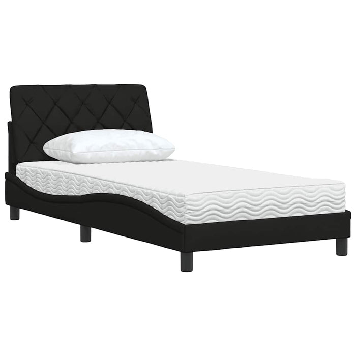 Pat cu saltea, negru, 100x200 cm, textil - WALTI WALTI
