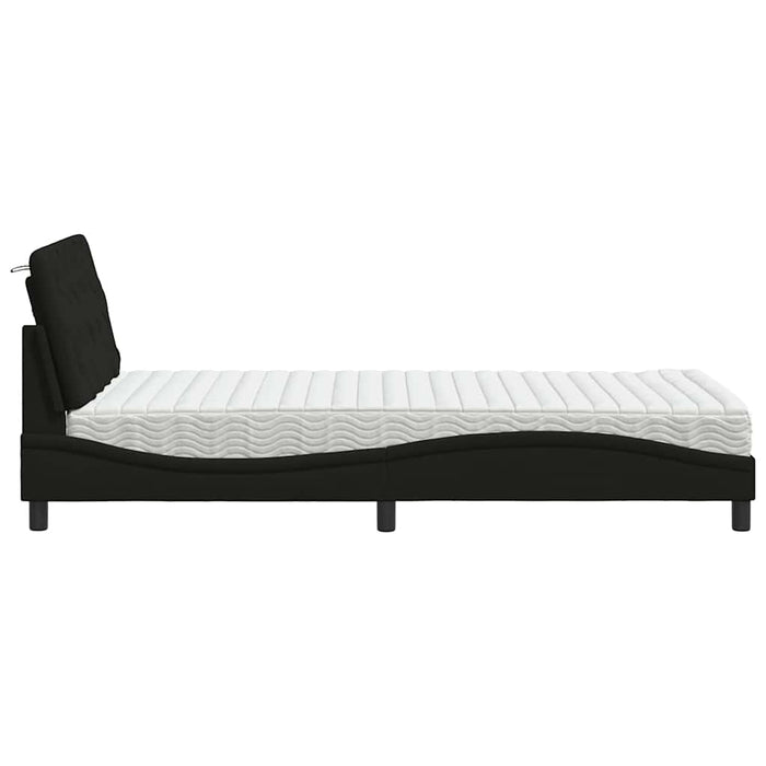 Pat cu saltea, negru, 100x200 cm, textil - WALTI WALTI