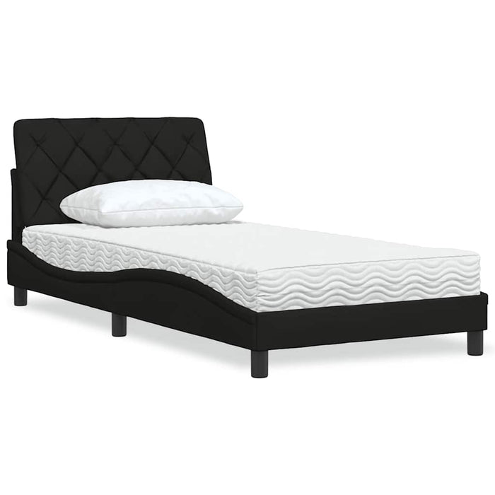 Pat cu saltea, negru, 100x200 cm, textil - WALTI WALTI