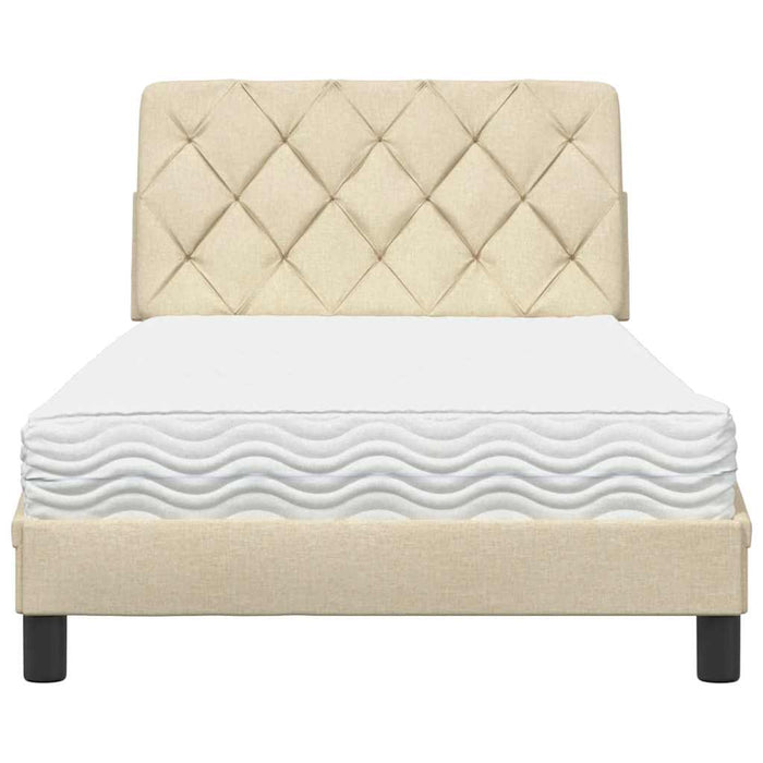 Pat cu saltea, crem, 100x200 cm, textil WALTI