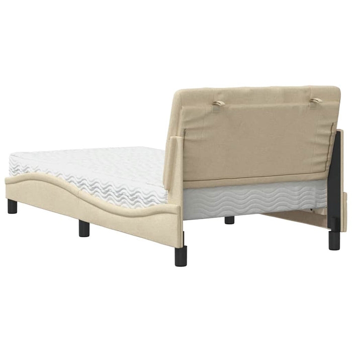Pat cu saltea, crem, 100x200 cm, textil WALTI