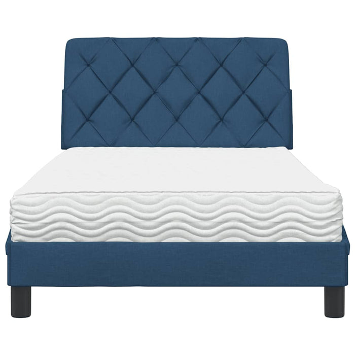 Pat cu saltea, albastru, 100x200 cm, textil WALTI