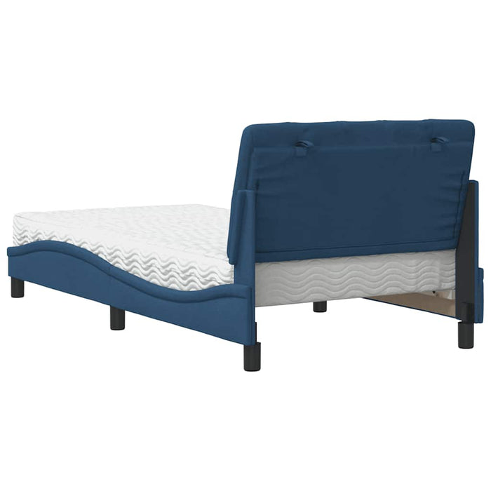 Pat cu saltea, albastru, 100x200 cm, textil WALTI