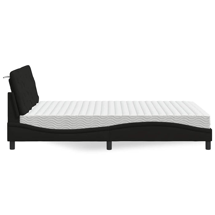 Pat cu saltea, negru, 120x200 cm, textil - WALTI WALTI