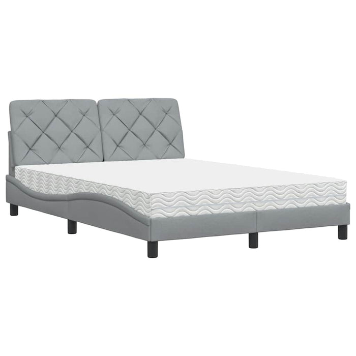 Pat cu saltea, gri deschis, 140x190 cm, textil - WALTI WALTI