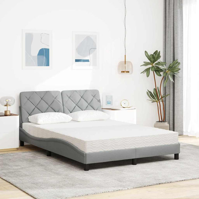 Pat cu saltea, gri deschis, 140x190 cm, textil - WALTI WALTI