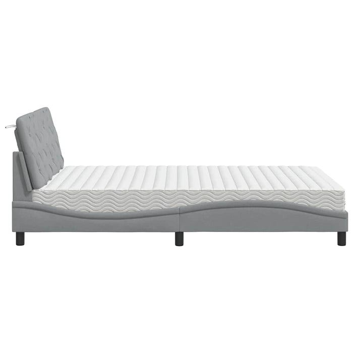 Pat cu saltea, gri deschis, 140x190 cm, textil - WALTI WALTI