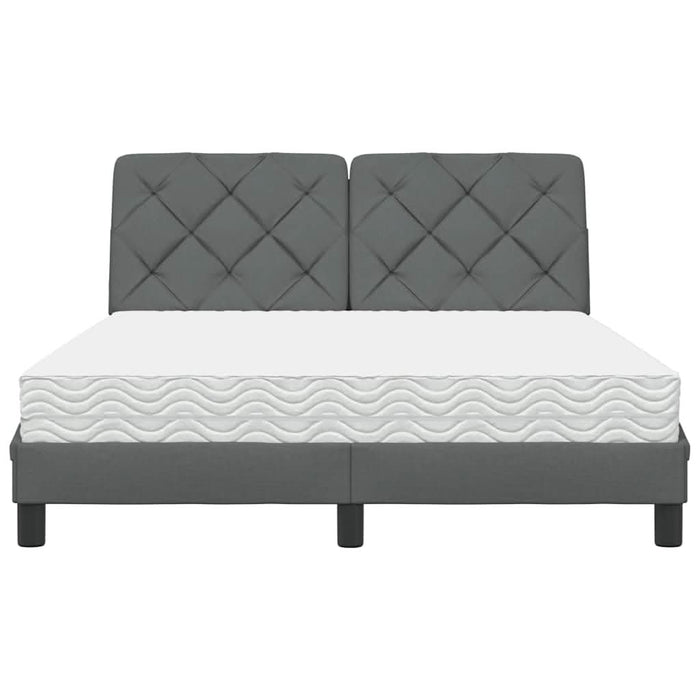 Pat cu saltea, gri închis, 140x190 cm, textil WALTI