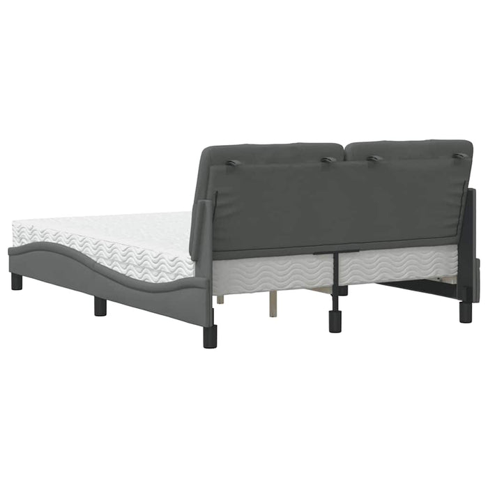 Pat cu saltea, gri închis, 140x190 cm, textil WALTI