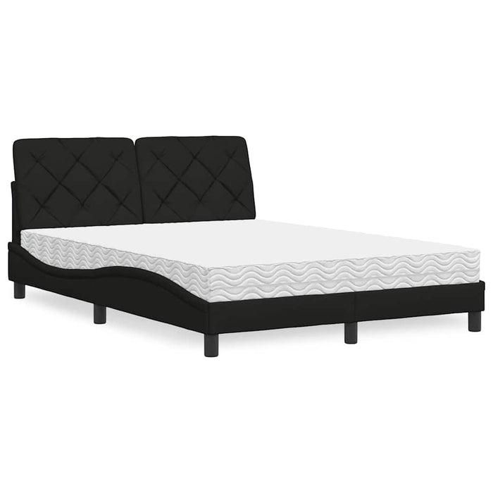 Pat cu saltea, negru, 140x190 cm, textil WALTI