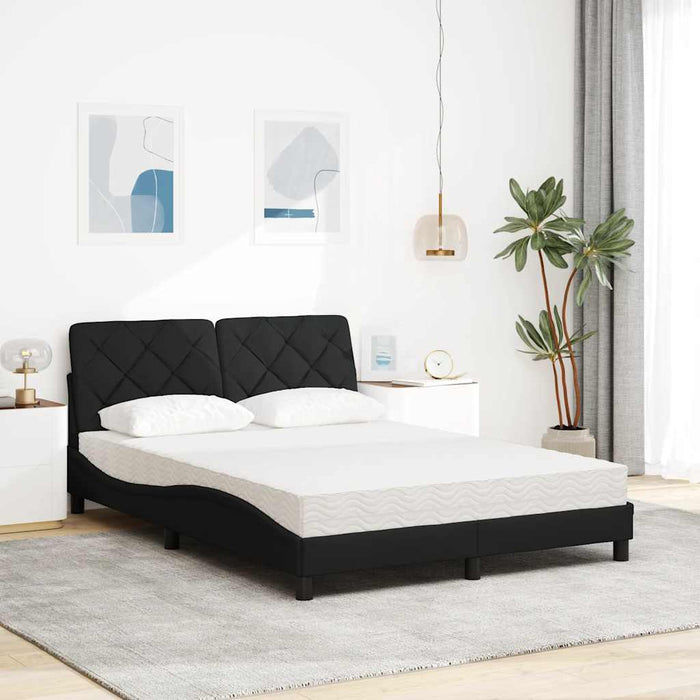 Pat cu saltea, negru, 140x190 cm, textil WALTI