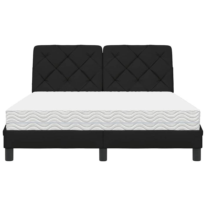 Pat cu saltea, negru, 140x190 cm, textil WALTI