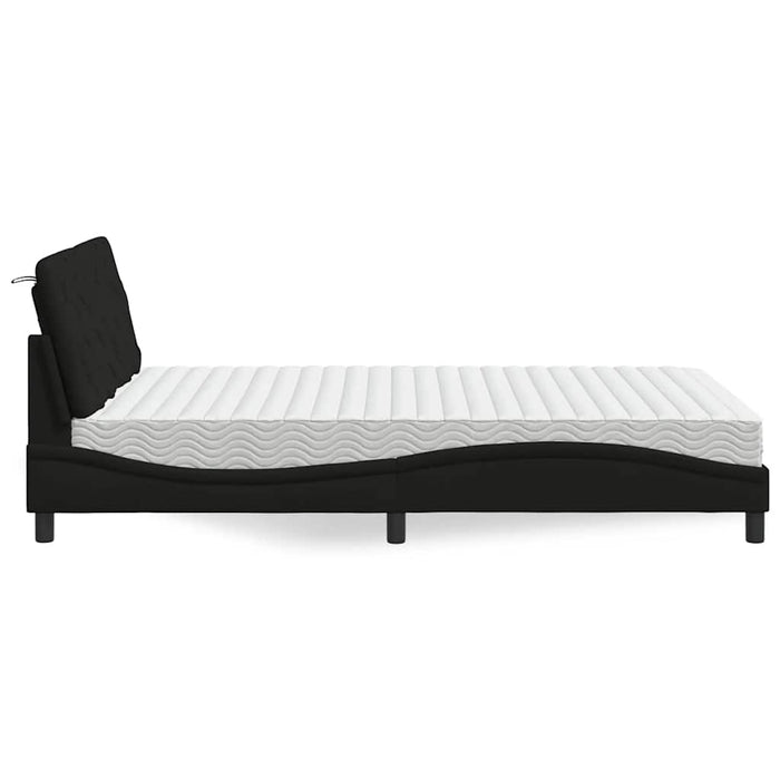 Pat cu saltea, negru, 140x190 cm, textil WALTI