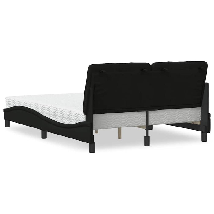 Pat cu saltea, negru, 140x190 cm, textil WALTI