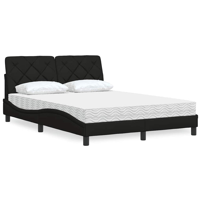 Pat cu saltea, negru, 140x190 cm, textil WALTI