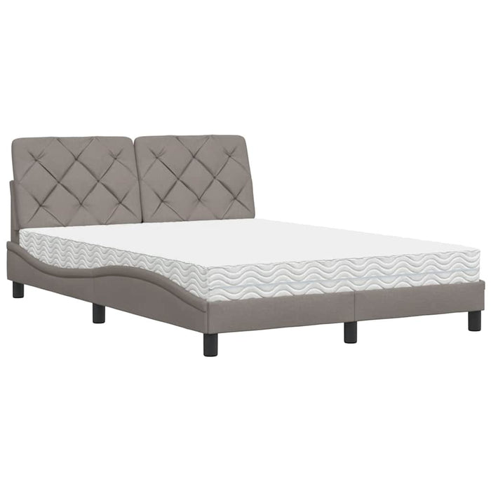 Pat cu saltea, gri taupe, 140x200 cm, textil WALTI