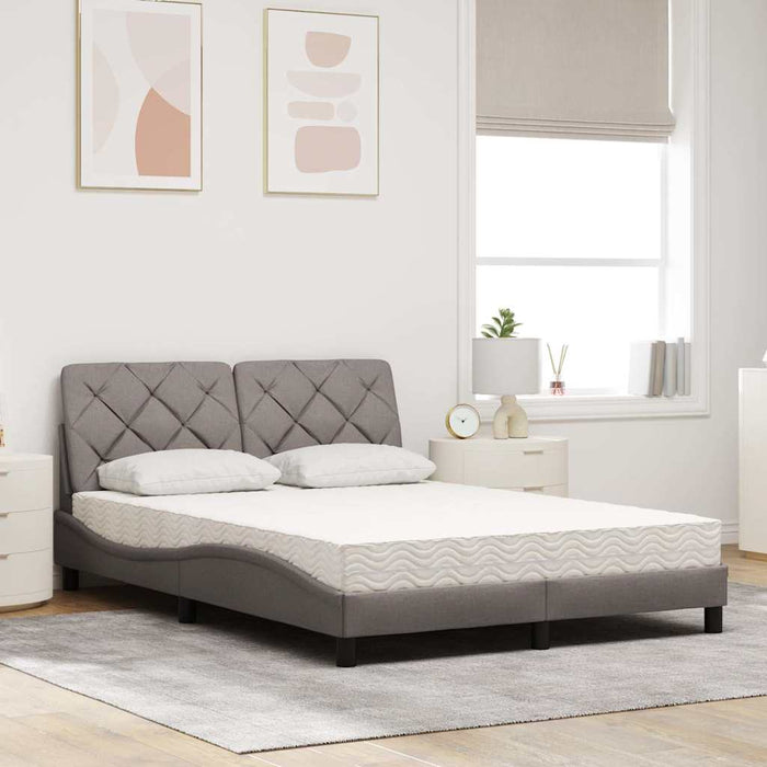 Pat cu saltea, gri taupe, 140x200 cm, textil WALTI