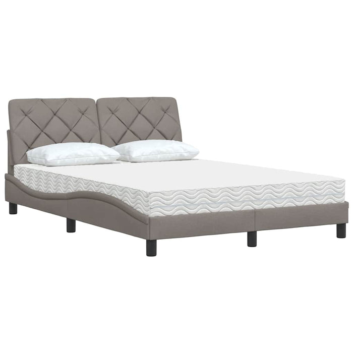 Pat cu saltea, gri taupe, 140x200 cm, textil WALTI