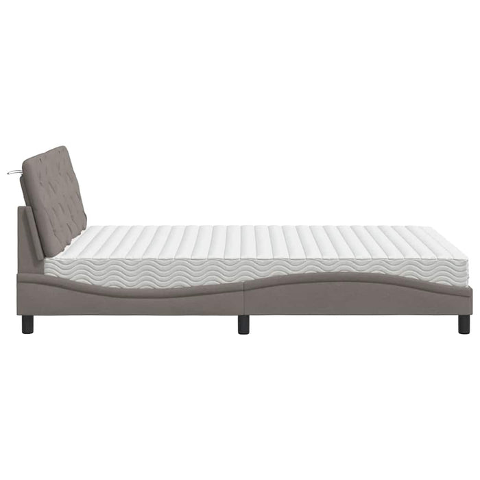 Pat cu saltea, gri taupe, 140x200 cm, textil WALTI