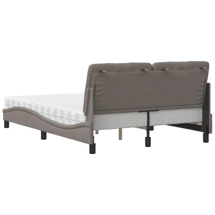 Pat cu saltea, gri taupe, 140x200 cm, textil WALTI