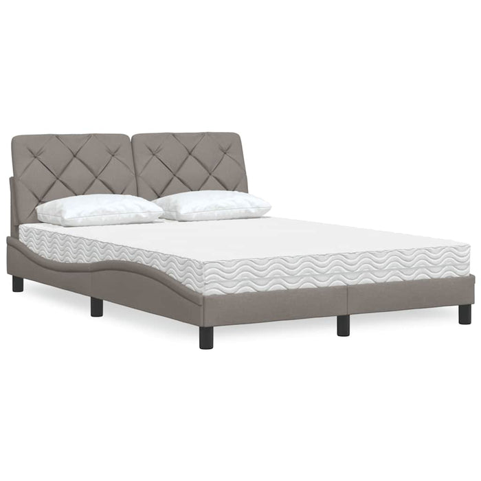 Pat cu saltea, gri taupe, 140x200 cm, textil WALTI