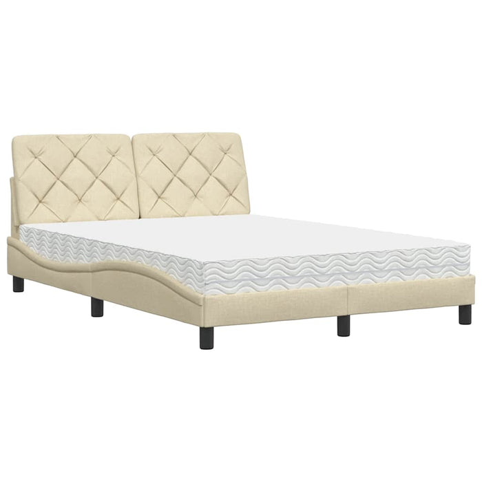 Pat cu saltea, crem, 140x200 cm, textil WALTI