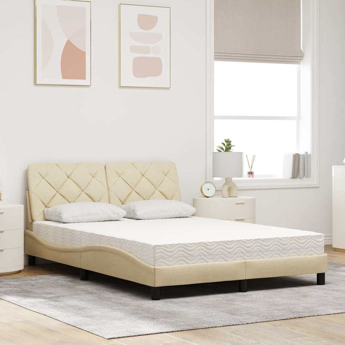 Pat cu saltea, crem, 140x200 cm, textil WALTI