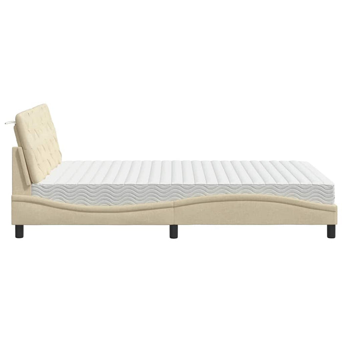 Pat cu saltea, crem, 140x200 cm, textil WALTI