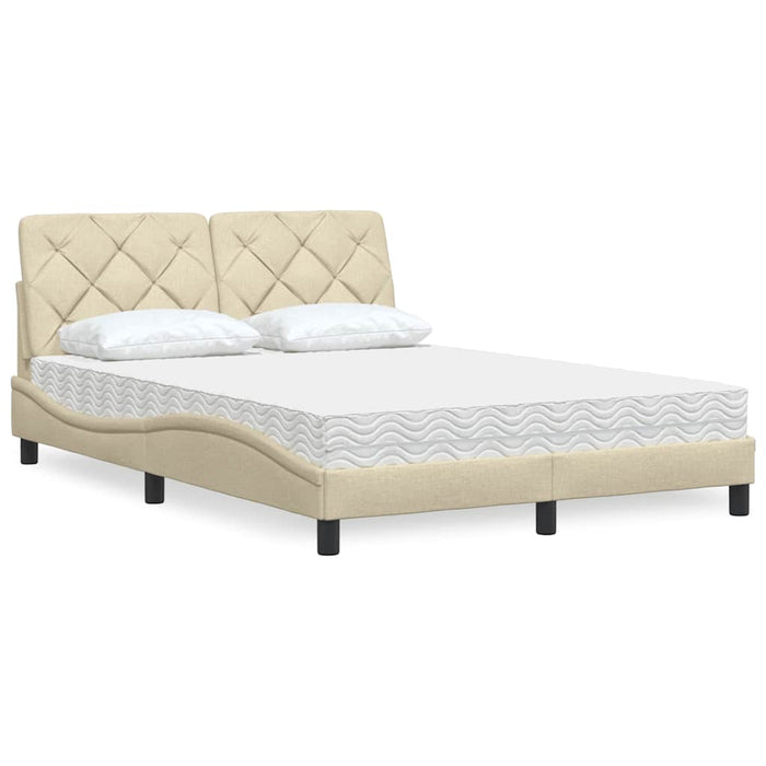 Pat cu saltea, crem, 140x200 cm, textil WALTI