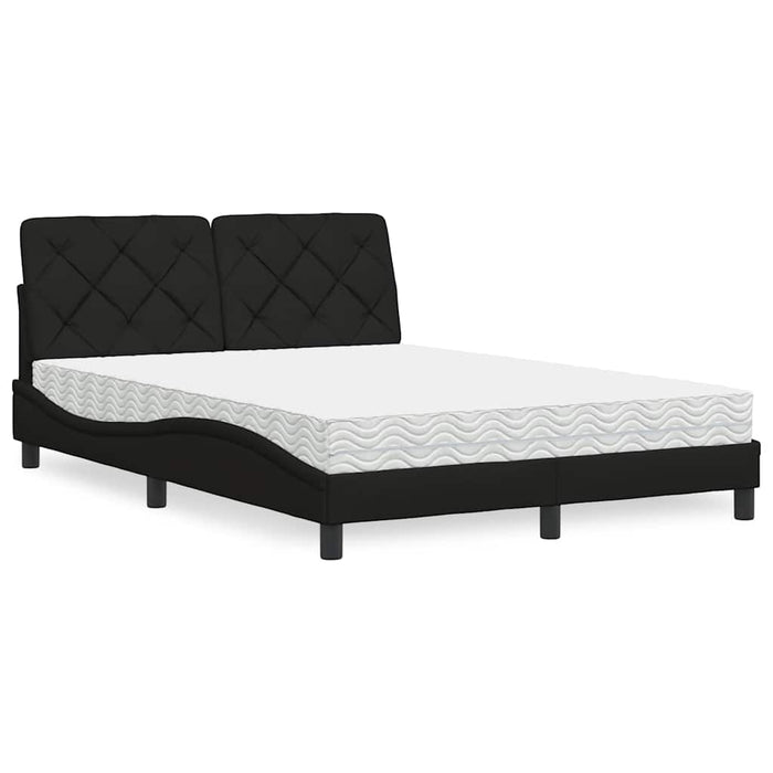 Pat cu saltea, negru, 140x200 cm, textil - WALTI WALTI