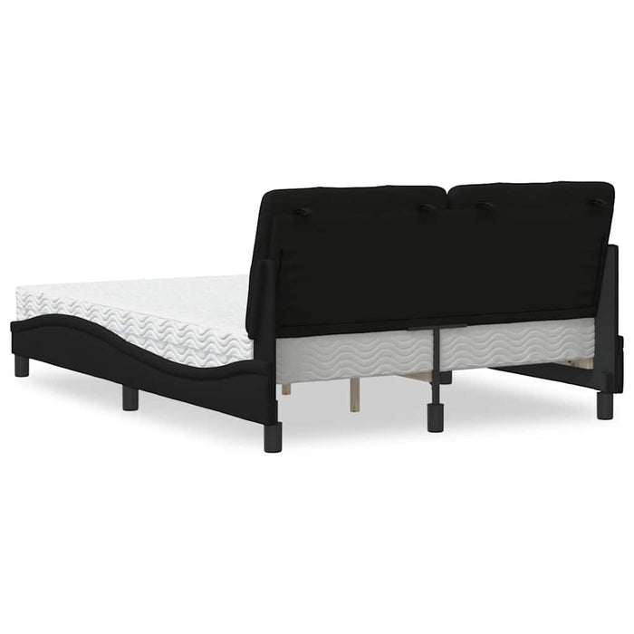 Pat cu saltea, negru, 140x200 cm, textil - WALTI WALTI