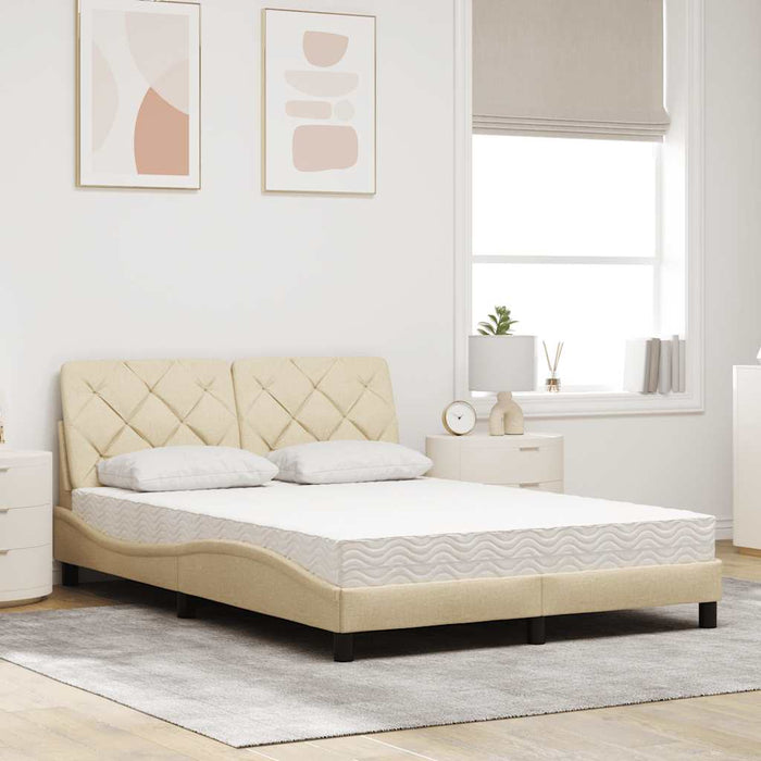 Pat cu saltea, crem, 140x200 cm, material textil WALTI