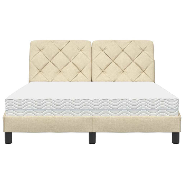 Pat cu saltea, crem, 140x200 cm, material textil WALTI