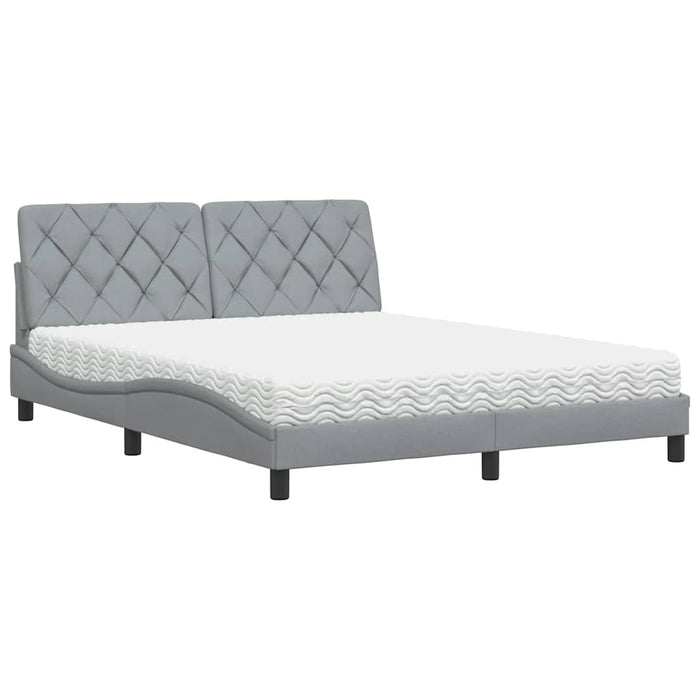 Pat cu saltea, gri deschis, 160x200 cm, textil - WALTI WALTI