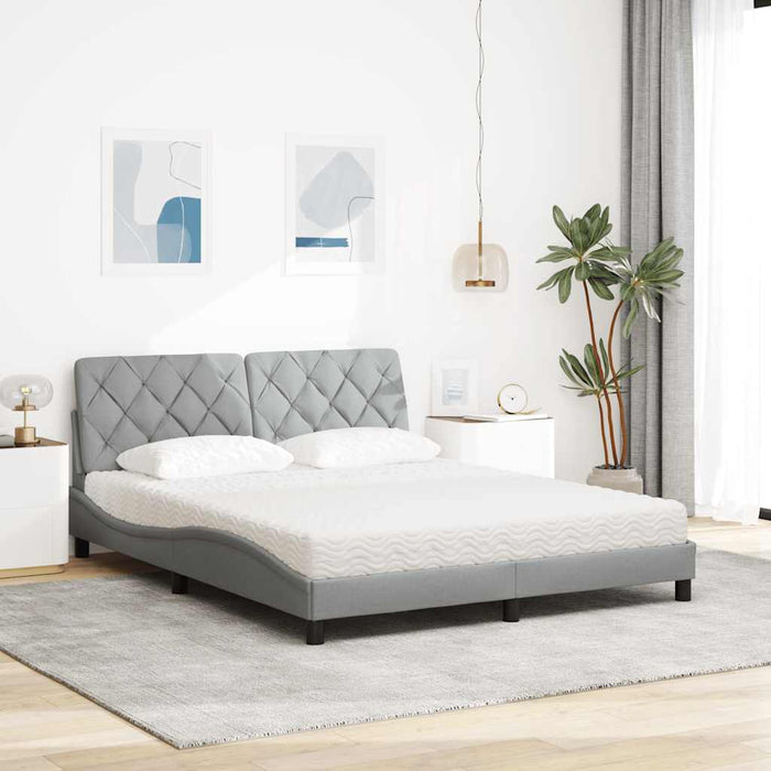 Pat cu saltea, gri deschis, 160x200 cm, textil - WALTI WALTI