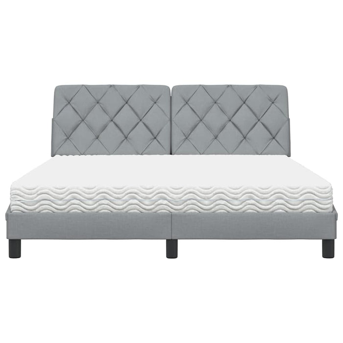 Pat cu saltea, gri deschis, 160x200 cm, textil - WALTI WALTI