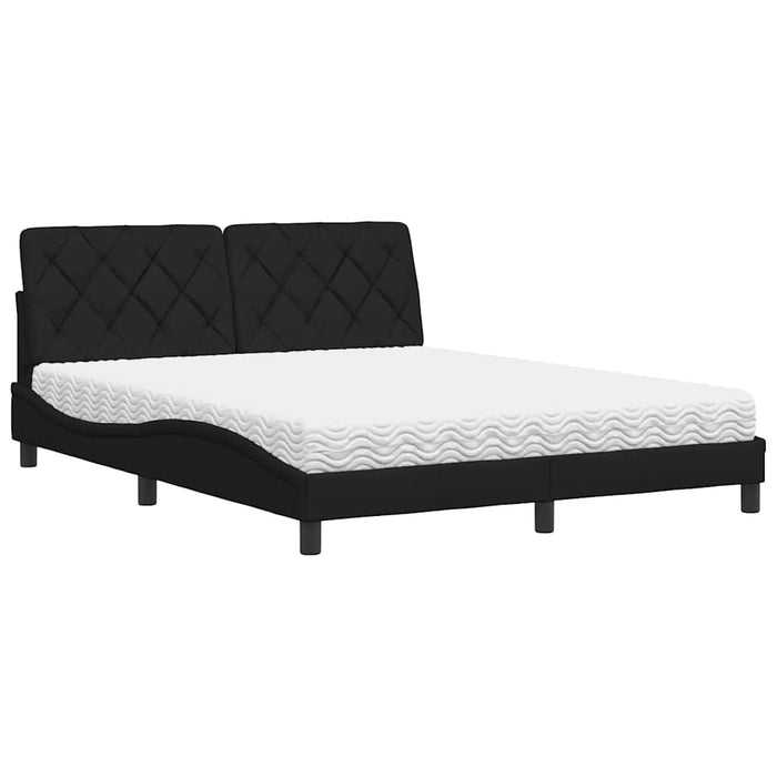 Pat cu saltea, negru, 160x200 cm, textil WALTI