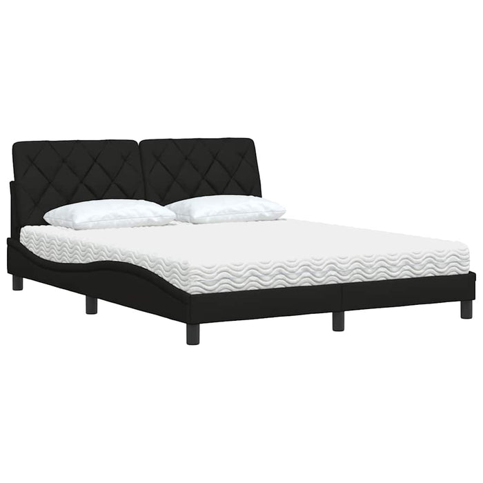 Pat cu saltea, negru, 160x200 cm, textil WALTI