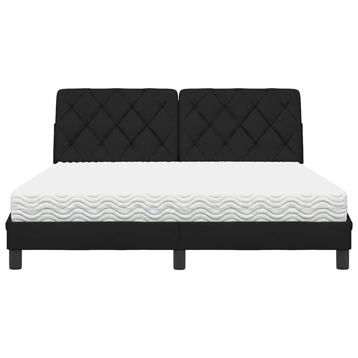 Pat cu saltea, negru, 160x200 cm, textil WALTI
